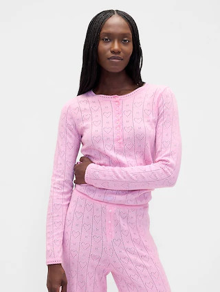 Lightweight CashSoft Pointelle Heart PJ Top | Gap (CA)