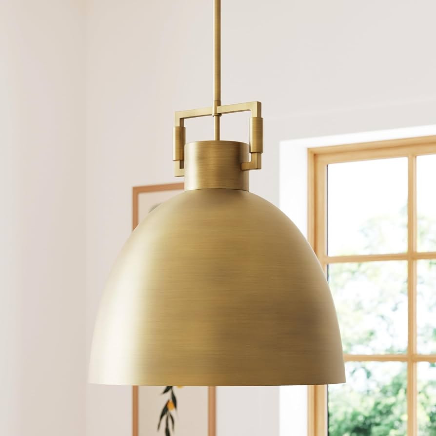 Nathan James Leigh Pendant Lighting, Hanging Ceiling Light with Oversized Metal Shade and Adjusta... | Amazon (US)