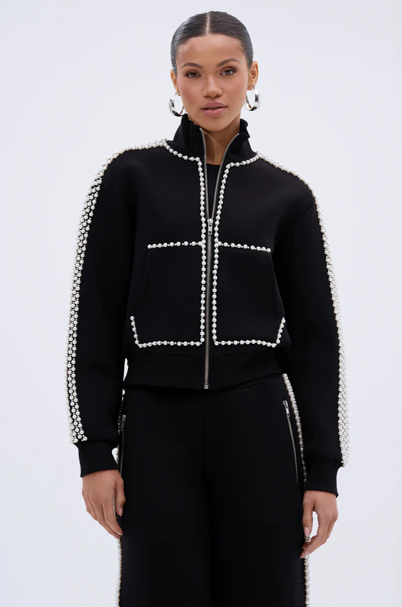 AKIRA Pearl Girl Zip Up Sweatshirt | Black | Size Small | AKIRA