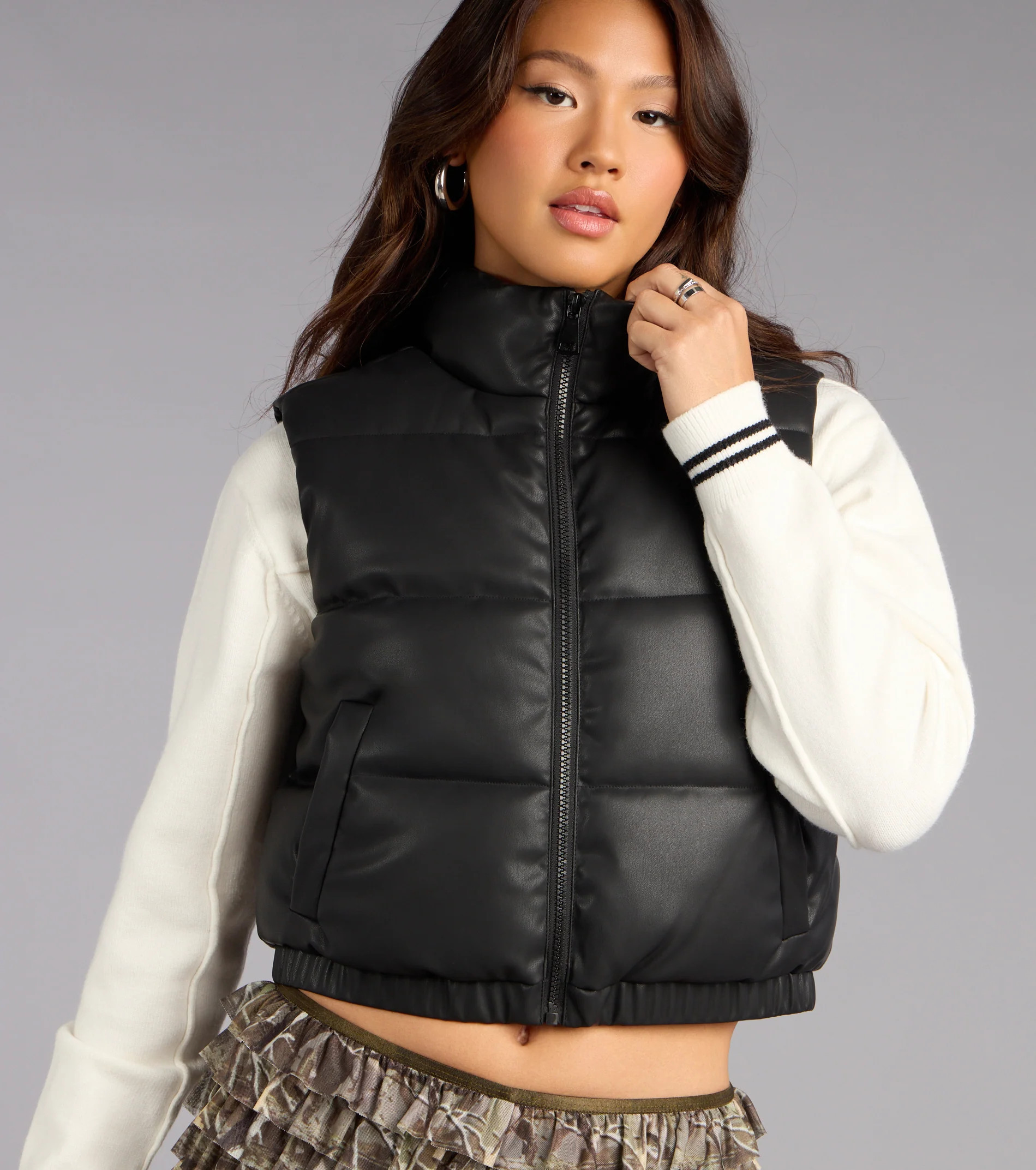 Street Style Cozy Faux Leather Puffer Vest | Windsor Stores