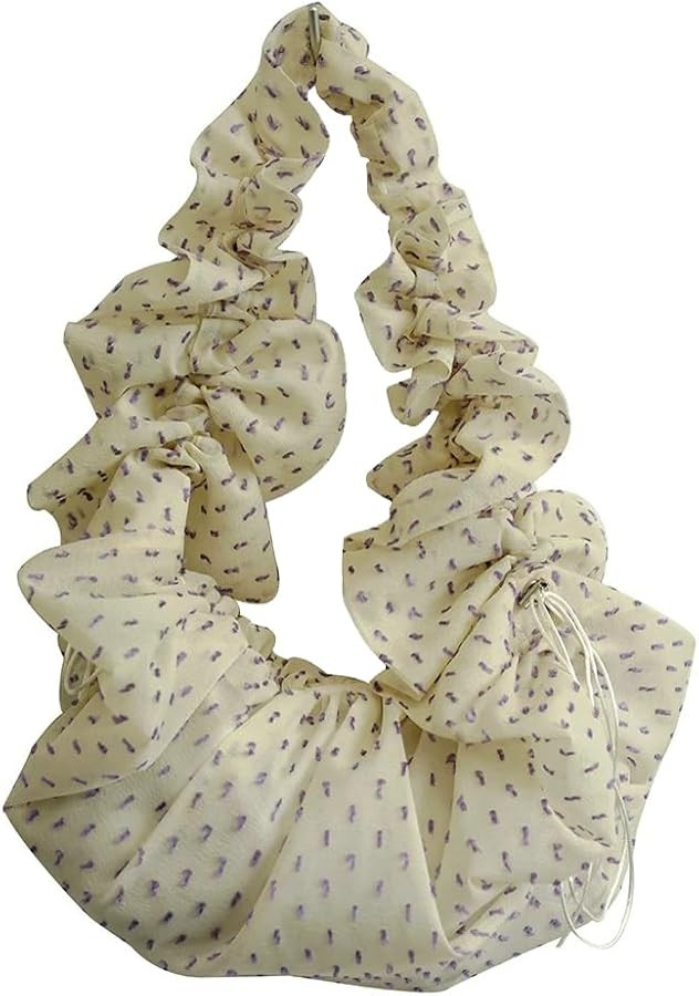 URAWOW Slouchy Organza Ruffled Hobo Bag for Women Crossbody Crescent Handbag Tote Shoulder Bag Pu... | Amazon (US)