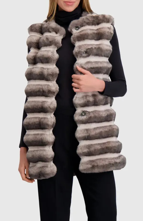 Lyla Grant Fur-Free Chinchilla (Faux Fur) Horizontal Vest in Gray Chinch at Nordstrom, Size X-Small | Nordstrom