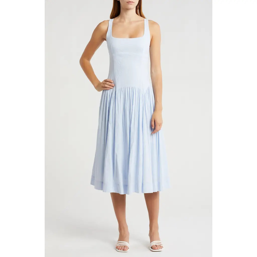 Lush Back Bow Square Neck Midi Dress in Light Blue at Nordstrom Rack, Size Medium | Nordstrom Rack