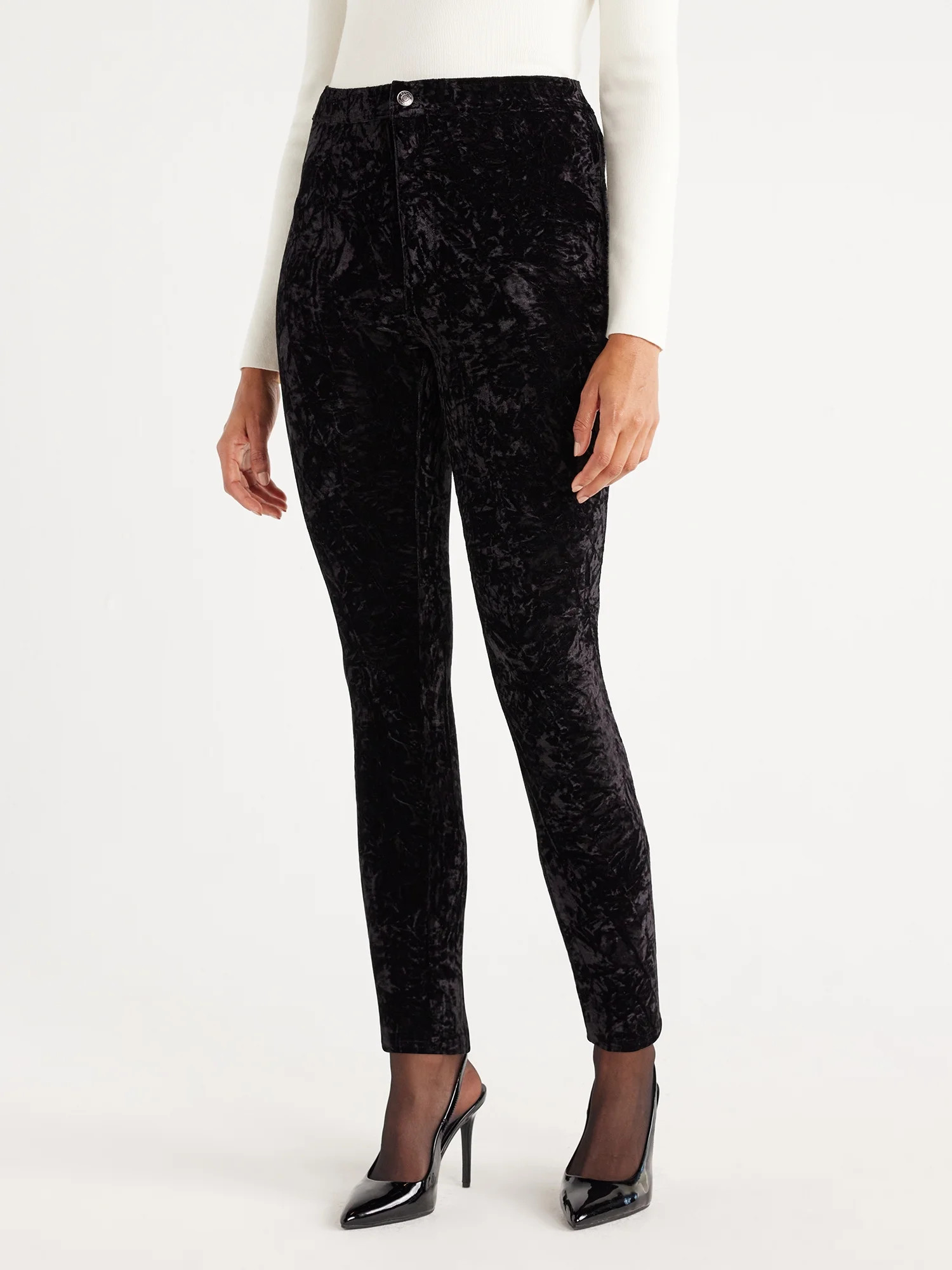 Scoop Women's Crushed Velvet Skinny Pants, Sizes 0-18 | Walmart (US)