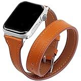 Falandi Compatible for Apple Watch Band 40mm Series 4, Double Genuine Leather iPhone Wristband Tour  | Amazon (US)