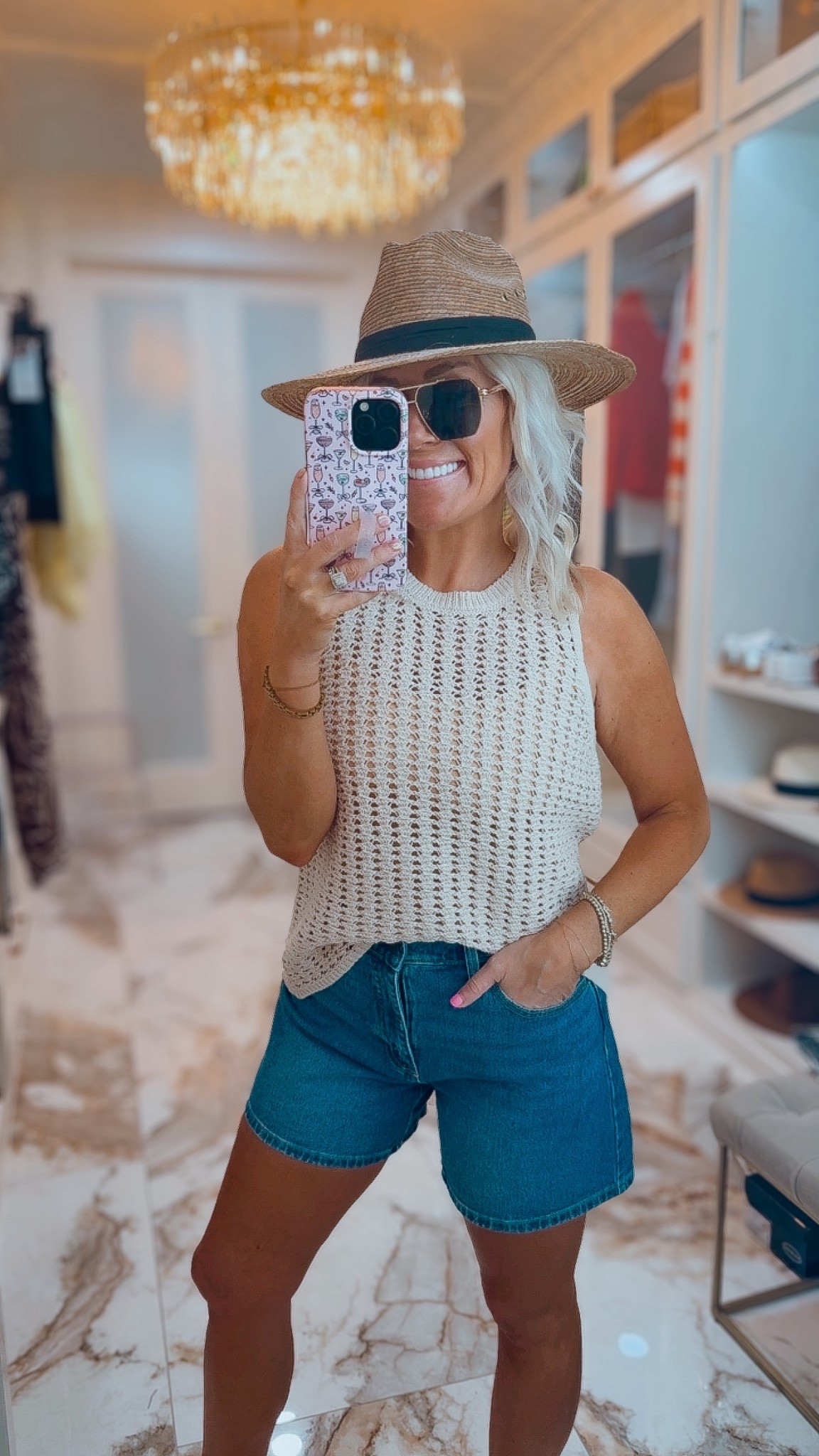 Mom shorts 5 inch length only $17, size 6
Knit crochet tank size medium 