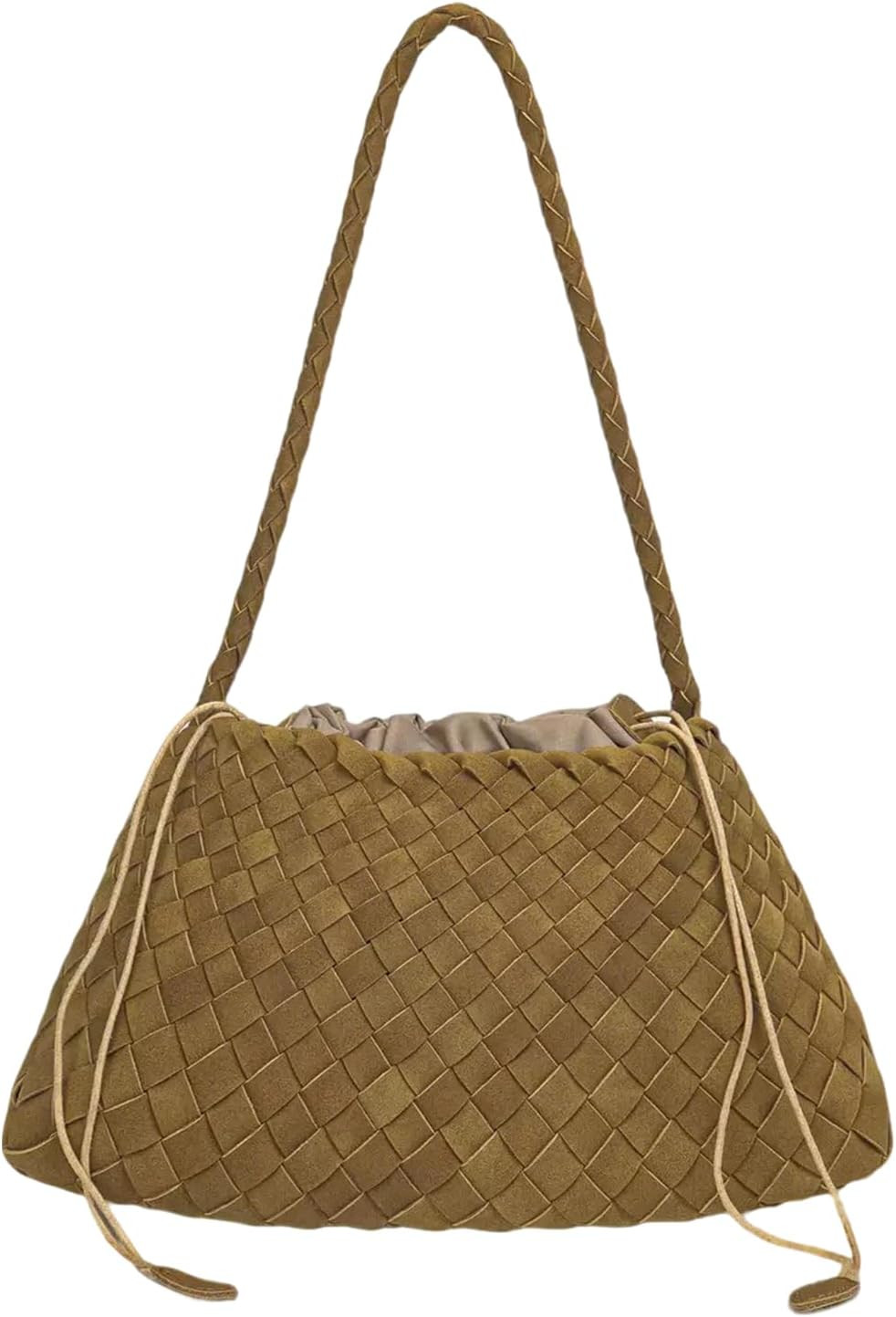 Woven Suede Shoulder Bag for Women trendy woven Hobo Tote Handbag | Amazon (US)