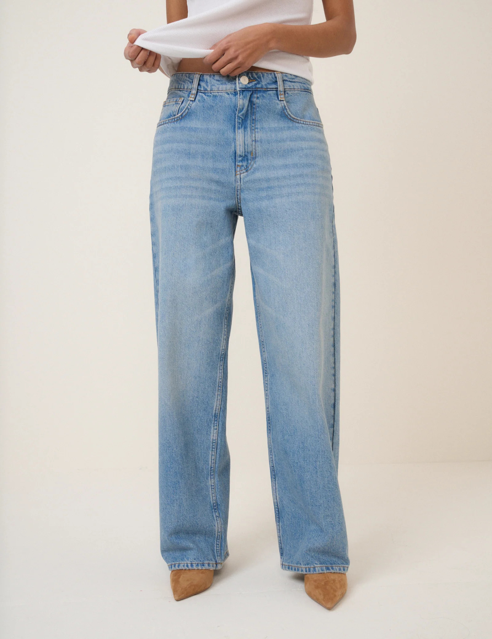 Light Blue Wide Leg Stepney Loose Jeans | Nobody's Child