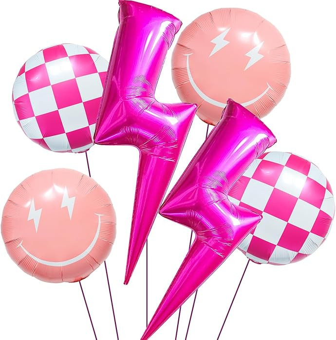Pink Smile Face Balloons Preppy Balloons for Preppy Birthday Decorations Smile Face Birthday Part... | Amazon (US)
