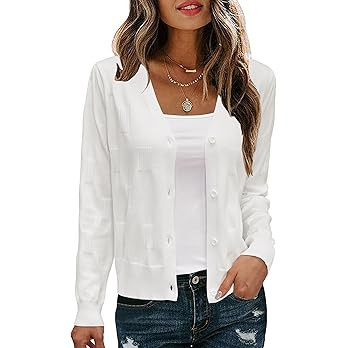 Arach&Cloz Women's Soft Cropped Cardigan Casual Lightweight Shrug Sweater Tops | Amazon (US)