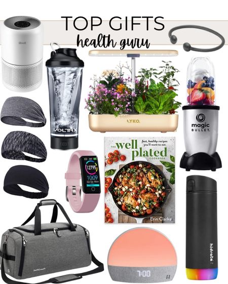 Gifts for the health guru include smart water bottle, fitness tracker watch, electric protein shaker bottle, workout headbands, hydroponics growing system, well plated cook book, hatch restore sleep system, duffel bag, air purifier, and wellness bracelet.

Gift guide, gifts for him, gifts for her, wellness gifts, health gifts, self-care gifts, health guru gifts, Christmas gifts

#LTKGiftGuide #LTKunder100 #LTKmens