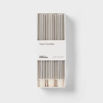 6pk Taper Candle Set Black and White Stripe - Room Essentials™ | Target