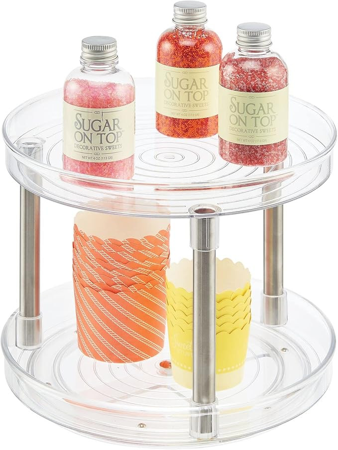 mDesign 2-Tier Lazy Susan Turntable Food Storage Container for Cabinets, Pantry, Fridge, Countert... | Amazon (US)