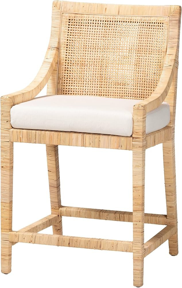 Bali & pari Alexis Natural Rattan Counter Stool - Handcrafted Wingback Counter Chair with Woven B... | Amazon (US)