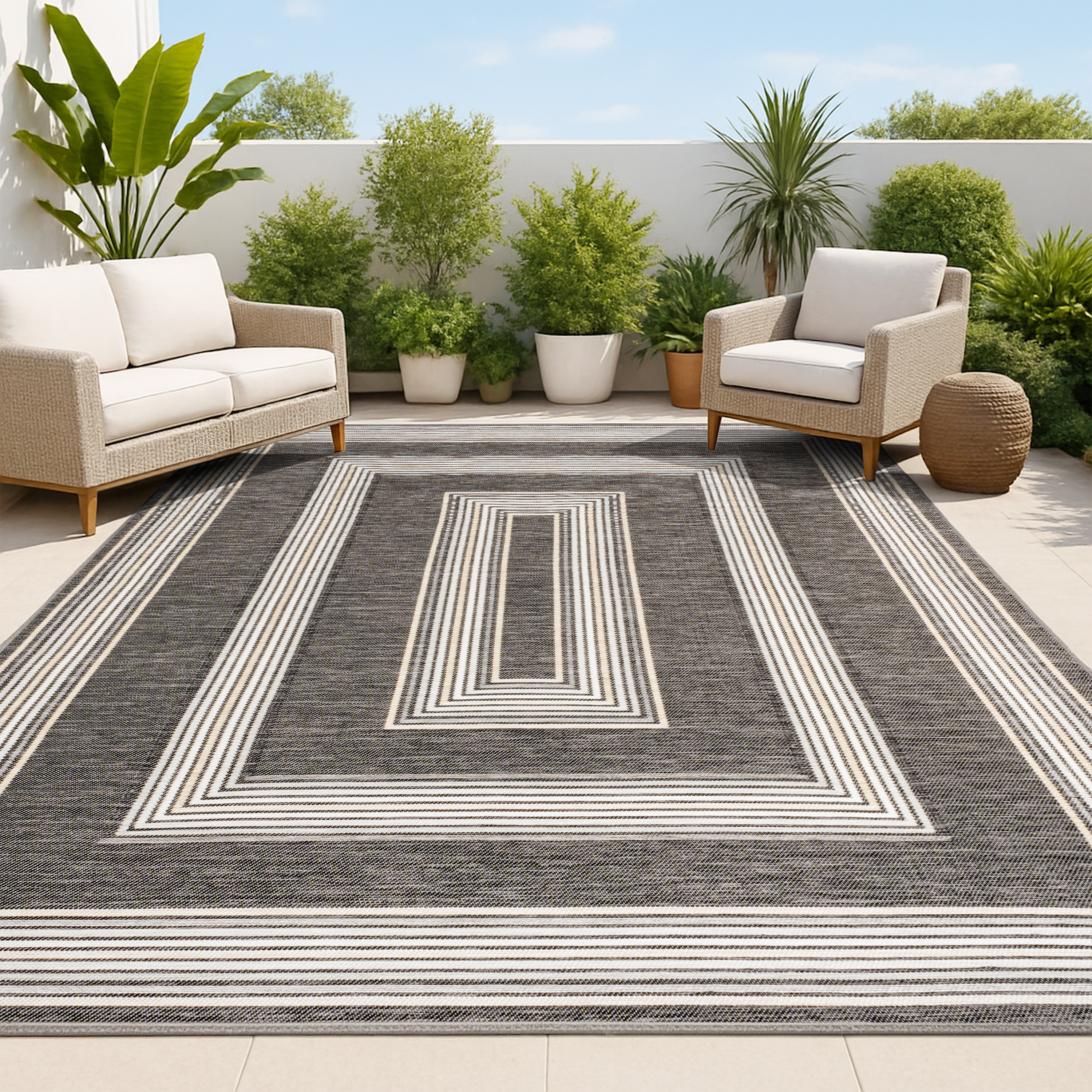 JONATHAN  Y SAVANNAH Argo Classic Nautical Mitre Stripe Washable 5 x 8 (ft) Loomed Polypropylene ... | Lowe's