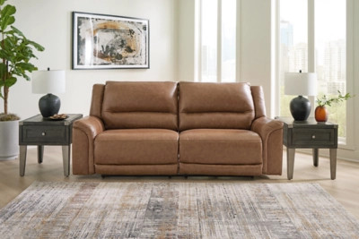 Trasimeno Dual Power Leather Reclining Sofa | Ashley Homestore