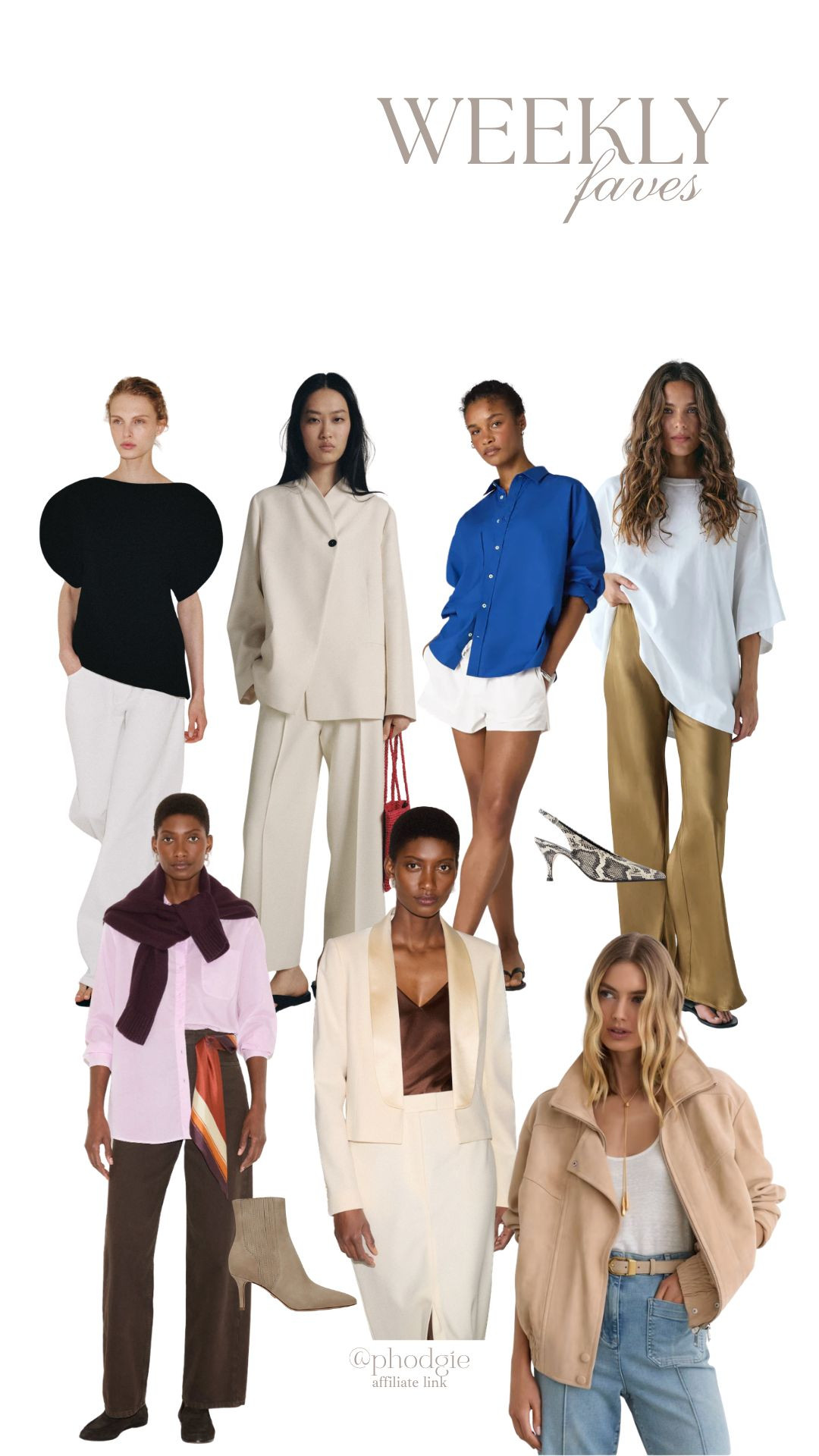 Weekly Favourites Edit! 

Neutral Capsule Wardrobe, Cream Tailored Jacket, Blue Shirt, Satin Trousers, Black Puff Sleeve Top, Pink Shirt, Cream Satin Blazer, Beige Suede Jacket Outfit, Snake Print Heels, Spring Style, Spring Summer Outfit  

 #LTKuk #LTKspring #LTKsummer