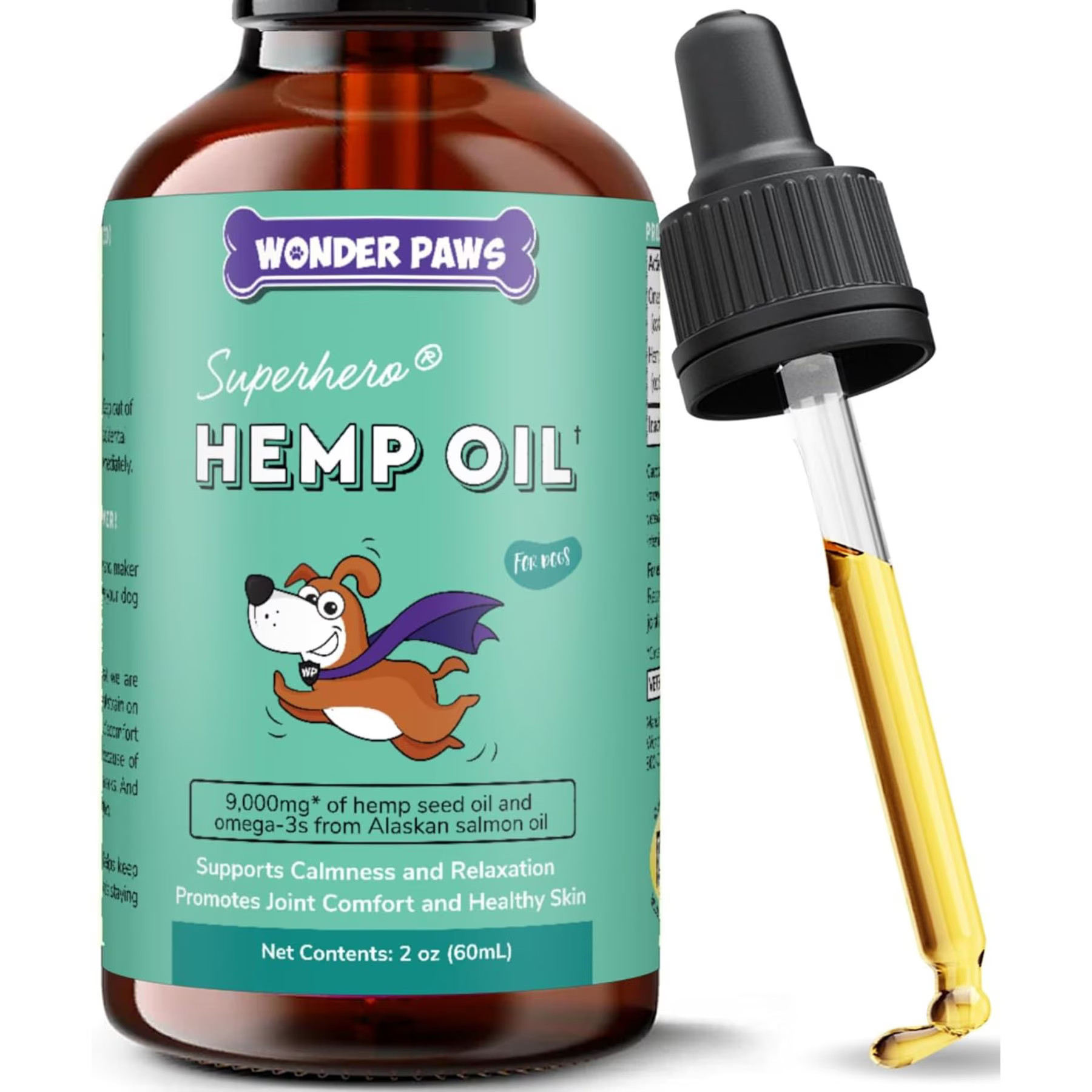 Wonder Paws Hemp Oil with Wild Salmon Oil, Calming Hemp Supplement for Dogs, 2-fl oz bottle | Chewy