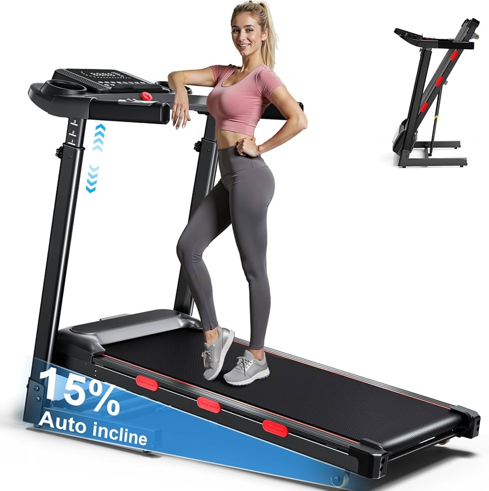 8.7MPH Treadmills for Home, 0%-15% Incline Walking Pad Treadmill with Auto-Folding, 3.5HP Wide Ru... | Amazon (US)
