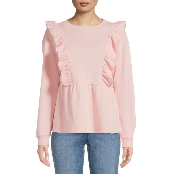 The Get - The Get Women's Ruffled Peplum Sweatshirt - Walmart.com | Walmart (US)