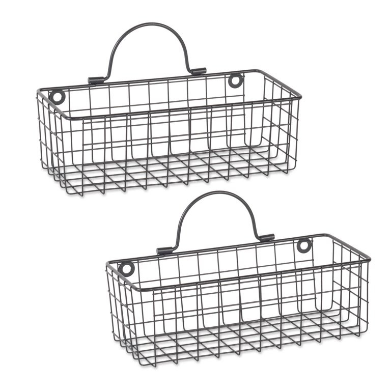 DII Z02023 Rustic Farmhouse Vintage Hanging Wall Mounted Wire Metal Basket, Small, Black | Walmart (US)