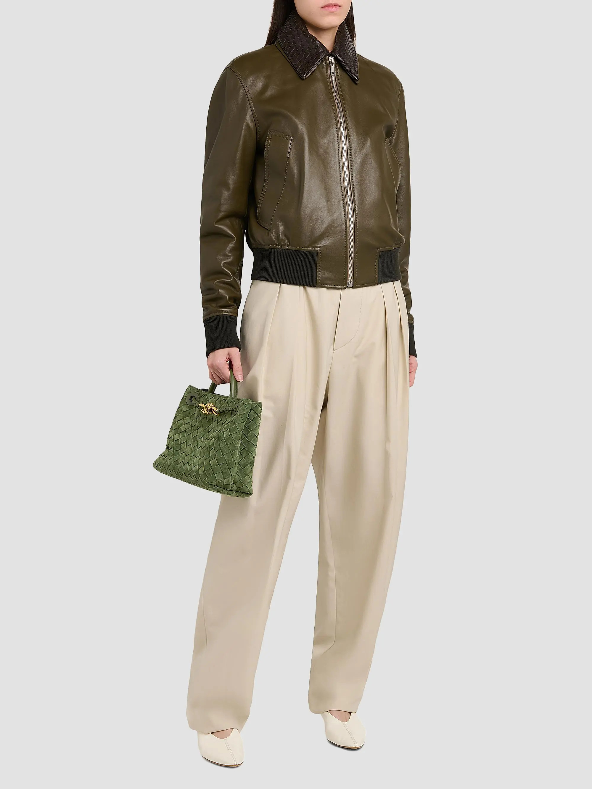 Bottega Veneta Andiamo Small Intrecciato-Suede Top Handle Bag | Saks Fifth Avenue | Saks Fifth Avenue