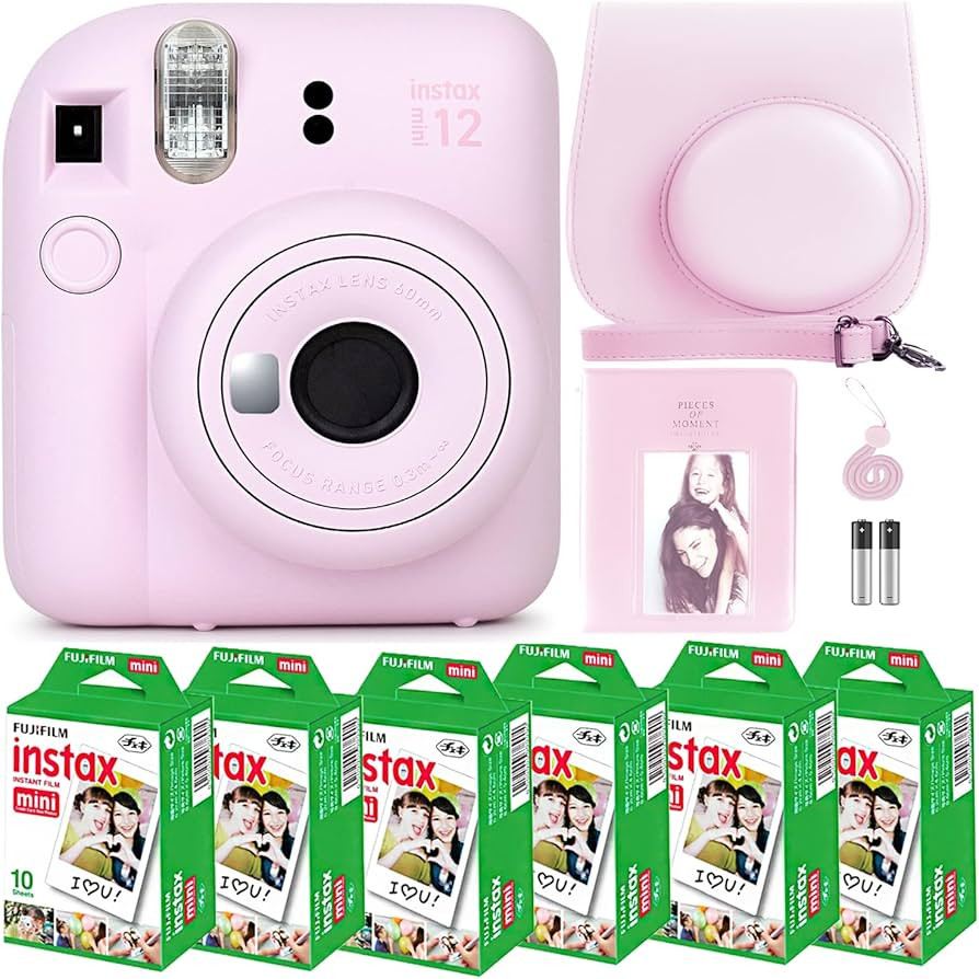 Fujifilm Instax Mini 12 Camera with Fujifilm Instant Mini Film (60 Sheets) Bundle with Deals Numb... | Amazon (US)