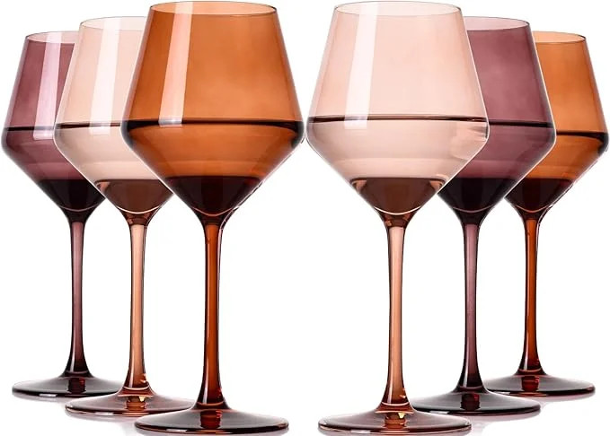Venus Colored Wine Glasses Set of 6-17.5【Hand Blown】 Brown Wine Glasses with Tall Long Stems,... | Walmart (US)