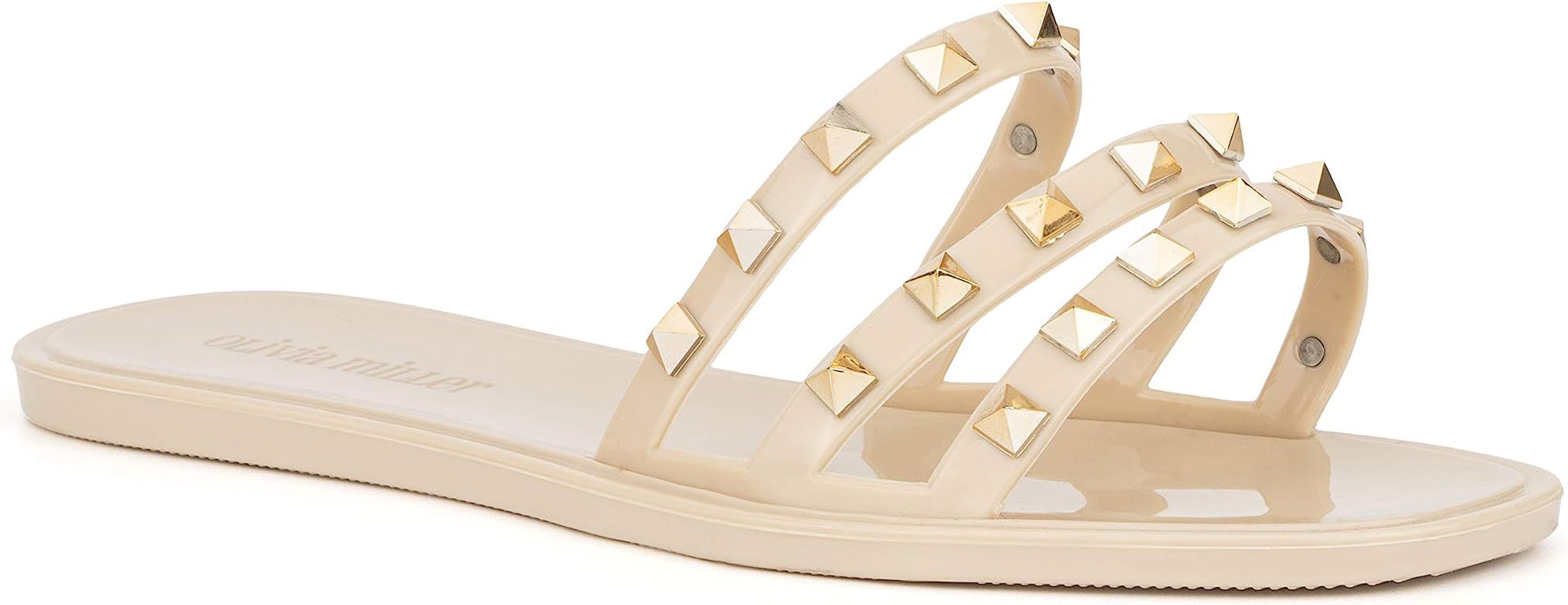Women’s Shoes, Rio Studded Strappy Slide Jelly Flat Sandals | Amazon (US)