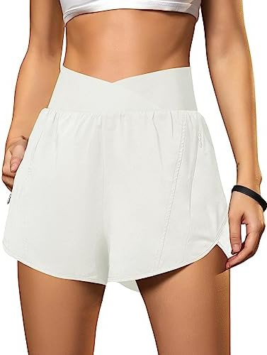Blooming Jelly Women's Workout Shorts Athletic Running Shorts Crossover High Waisted Gym Shorts w... | Amazon (US)