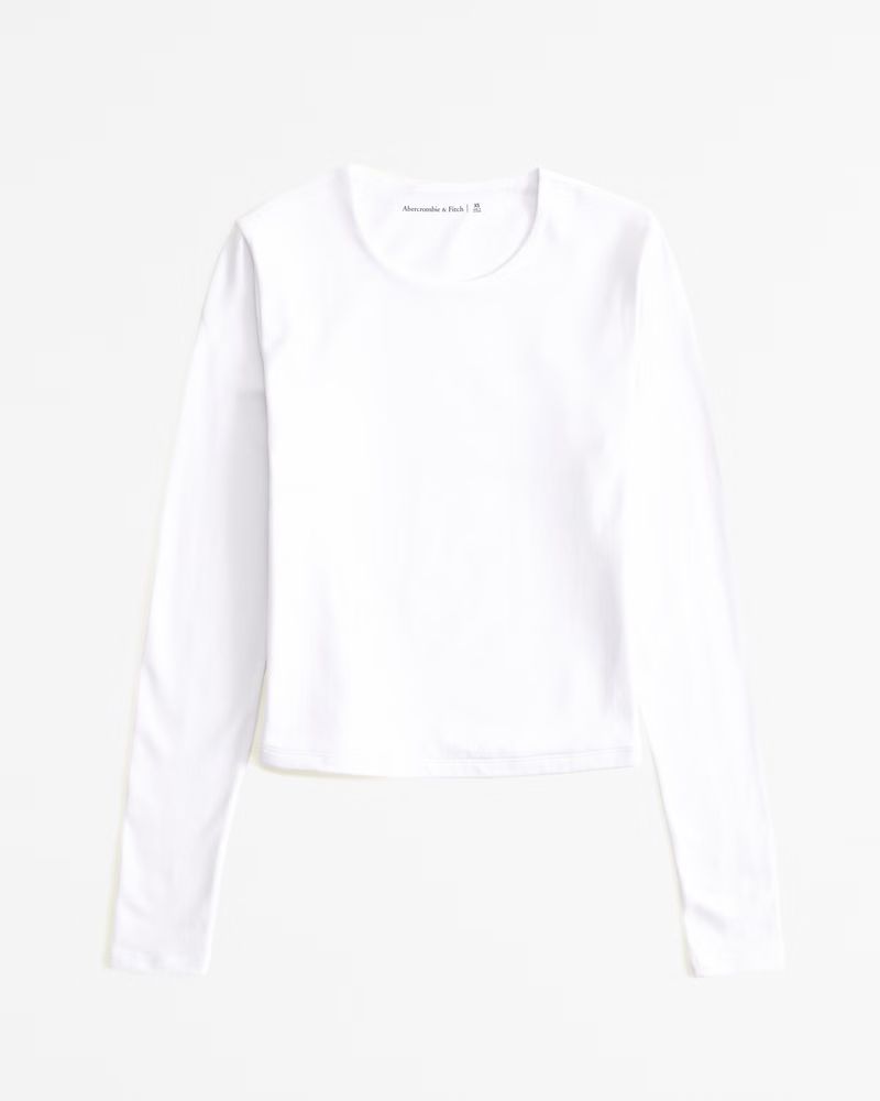 Women's Long-Sleeve Cotton Seamless Fabric Cropped Tee | Women's Tops | Abercrombie.com | Abercrombie & Fitch (US)