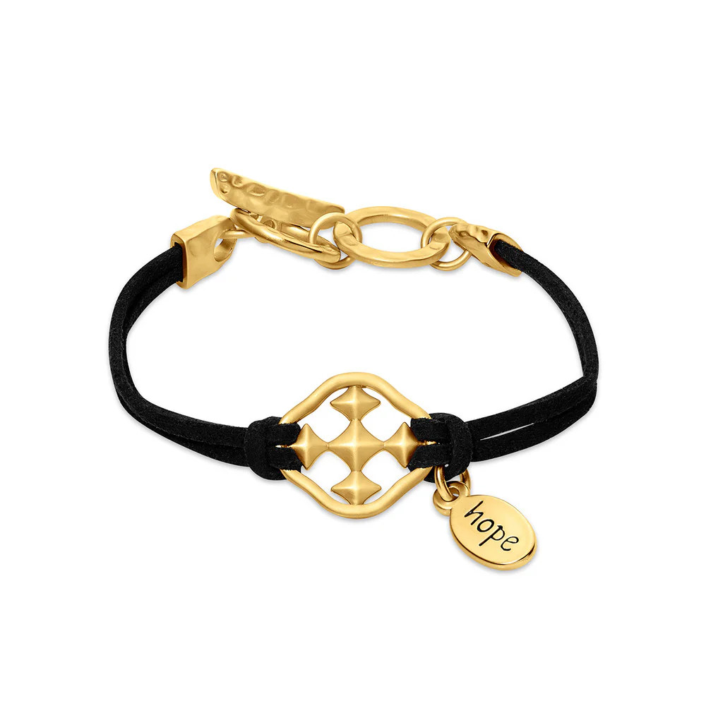 7.5" Suede Bracelet with 1" matte gold shield | Gracewear Collection