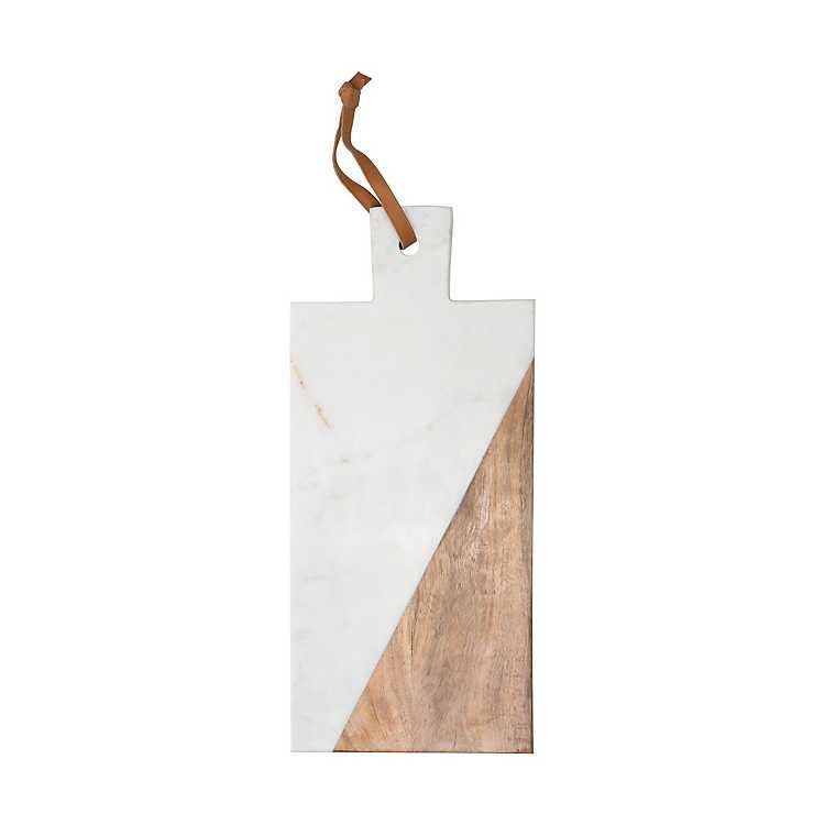 White Marble and Wood Large Cutting Board | Kirkland's Home