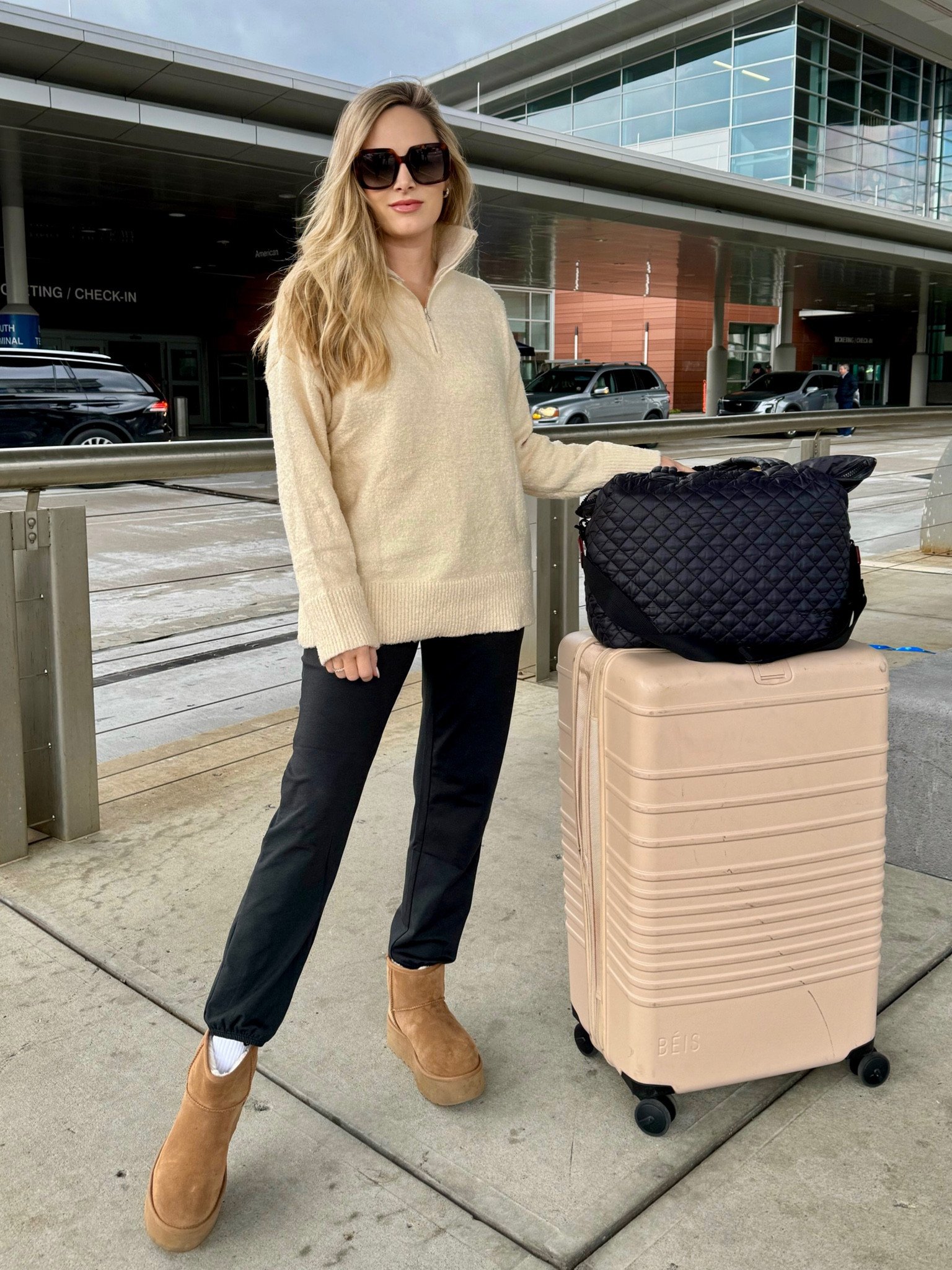 Cozy, travel outfit. This Amazon pullover is extremely warm. Soft and cozy. Wearing a small on sale. Softest joggers you’ll ever own wearing a small.

#LTKover40 #LTKsalealert #LTKfindsunder50