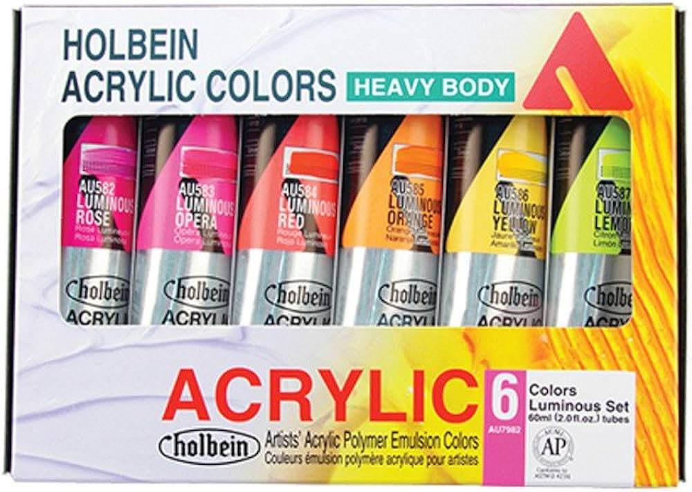 Holbein Heavy Body Artist Acrylic Luminous Set of 6, 60ml Paints | Amazon (US)