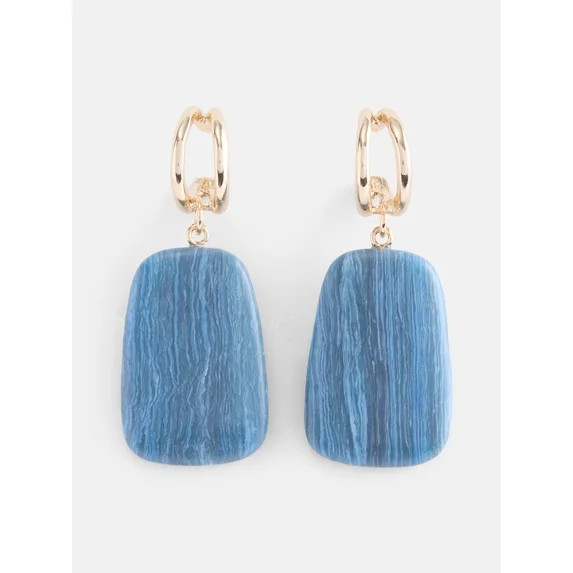 Scenario Women's Gold Tone Double Hoop Drop Earrings with Resin Stones | Walmart (US)