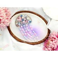 Jellyfish Beaded Brooch Embroidered Jewelry Seed Pearl Pin Embroidery Coat Feather | Etsy (US)