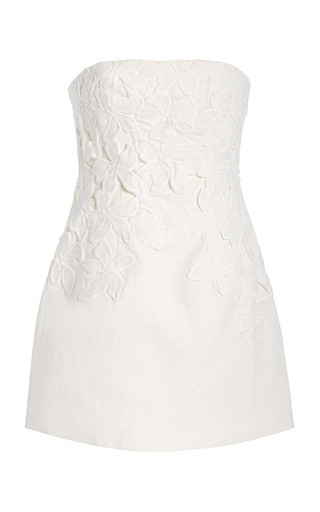 Idette Floral-Appliquéd Linen-Blend Mini Dress | Moda Operandi (Global)