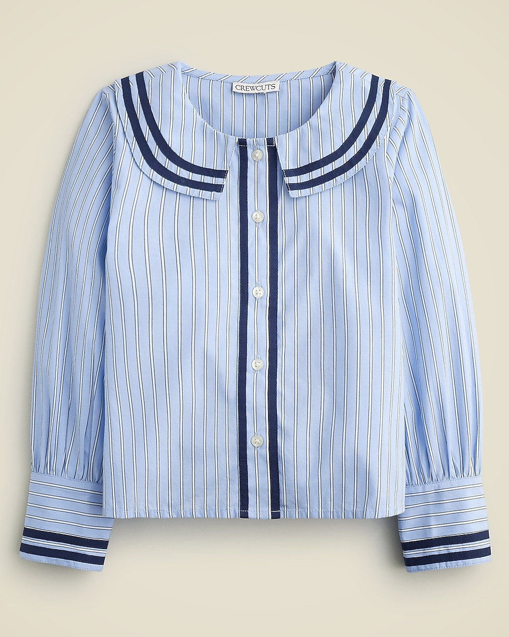 Girls' tipped collared top in poplin stripe | J. Crew US