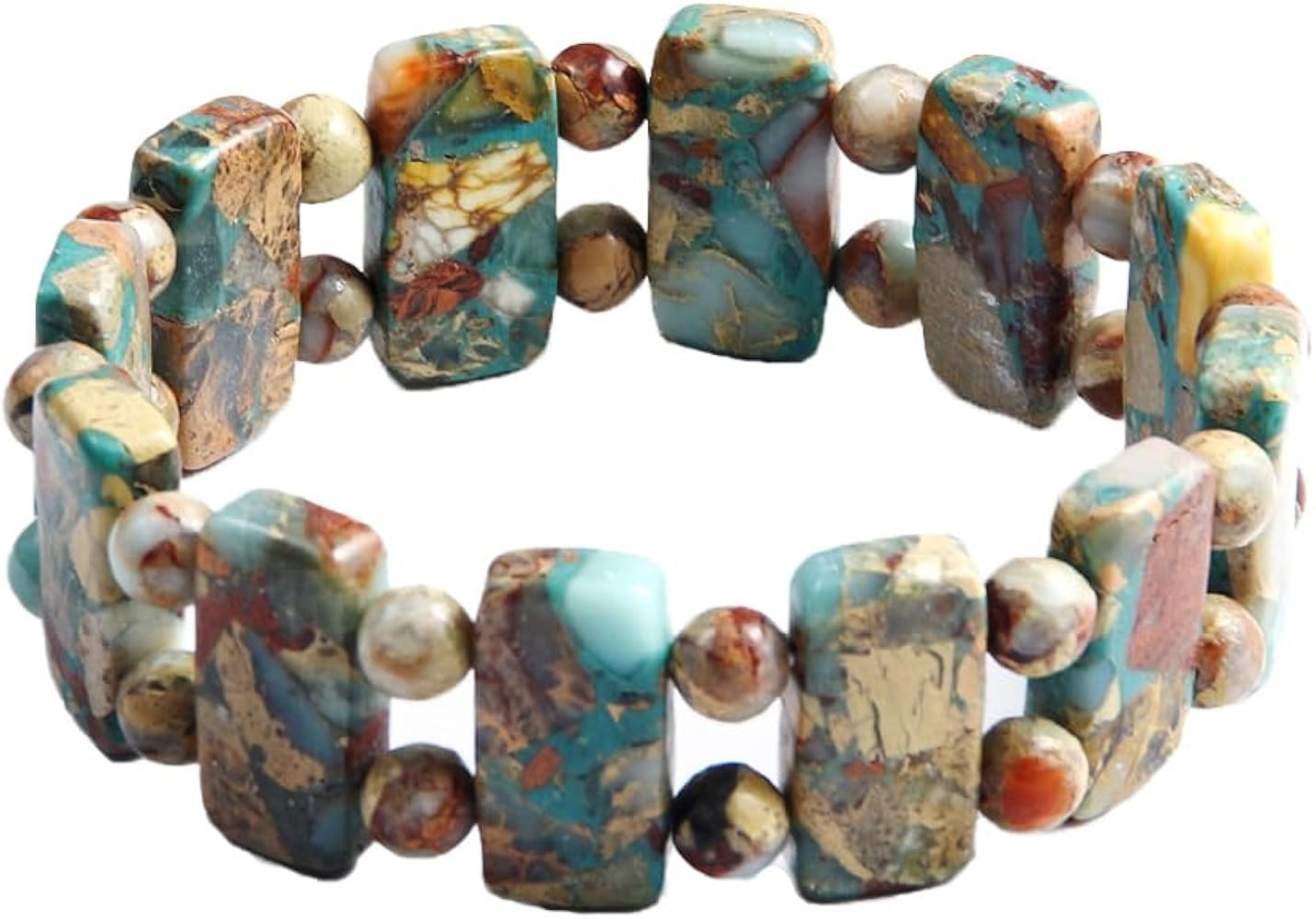 Boho Beaded Bracelets for Women,Natural Chakra Turquoise Stone Jasper Bead Bracelet for Womens,Bo... | Amazon (US)