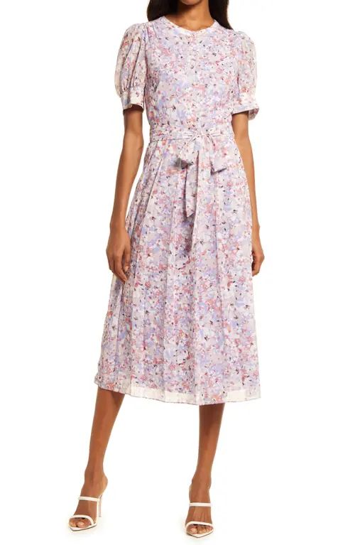 Chelsea28 Floral Puff Sleeve Midi Dress in Purple-Pink Pretty Floral at Nordstrom, Size Xx-Large | Nordstrom