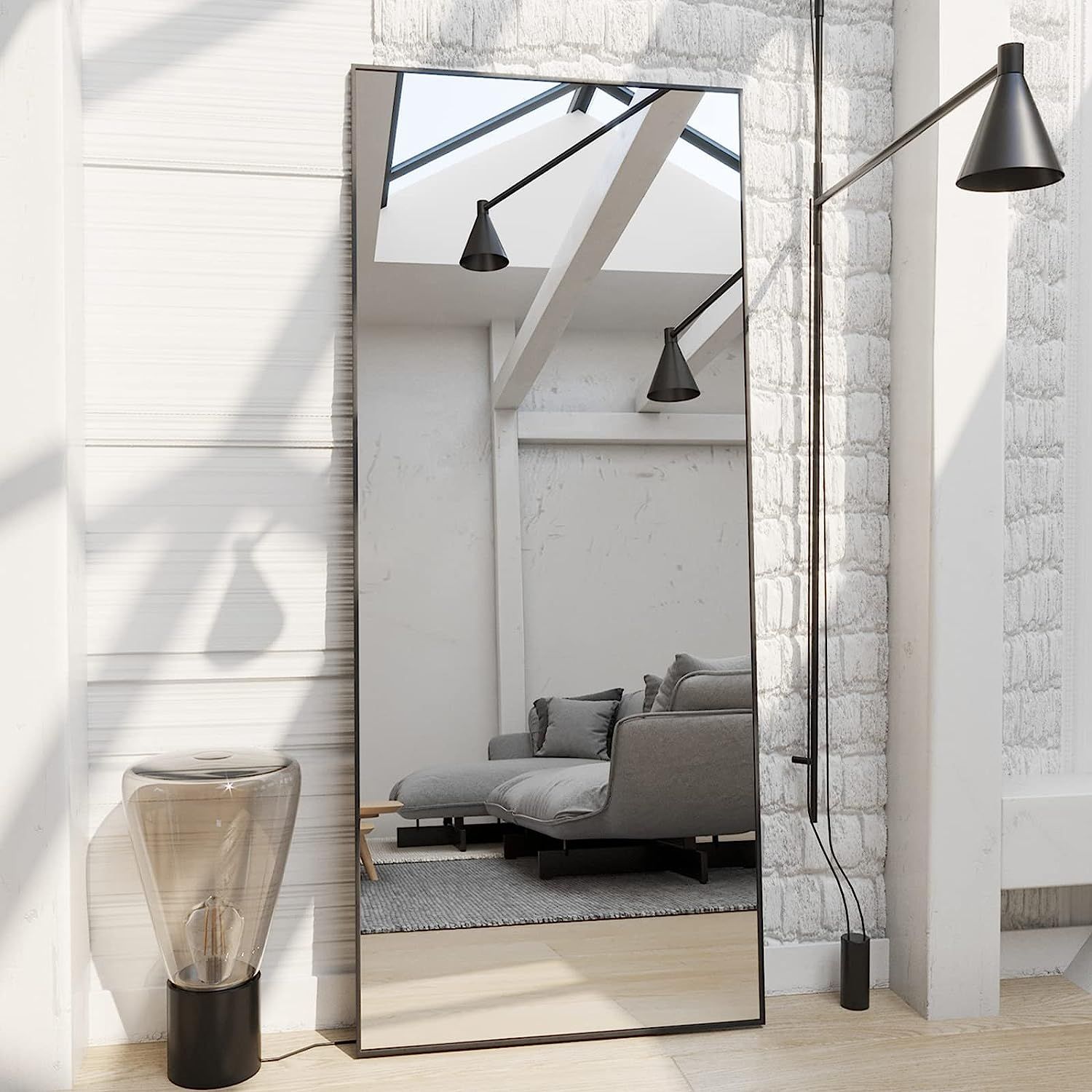 GLSLAND 71"x31" Full Length Mirror Extra Large Hanging or Leaning Rectangle Mirror Aluminum Alloy... | Amazon (US)