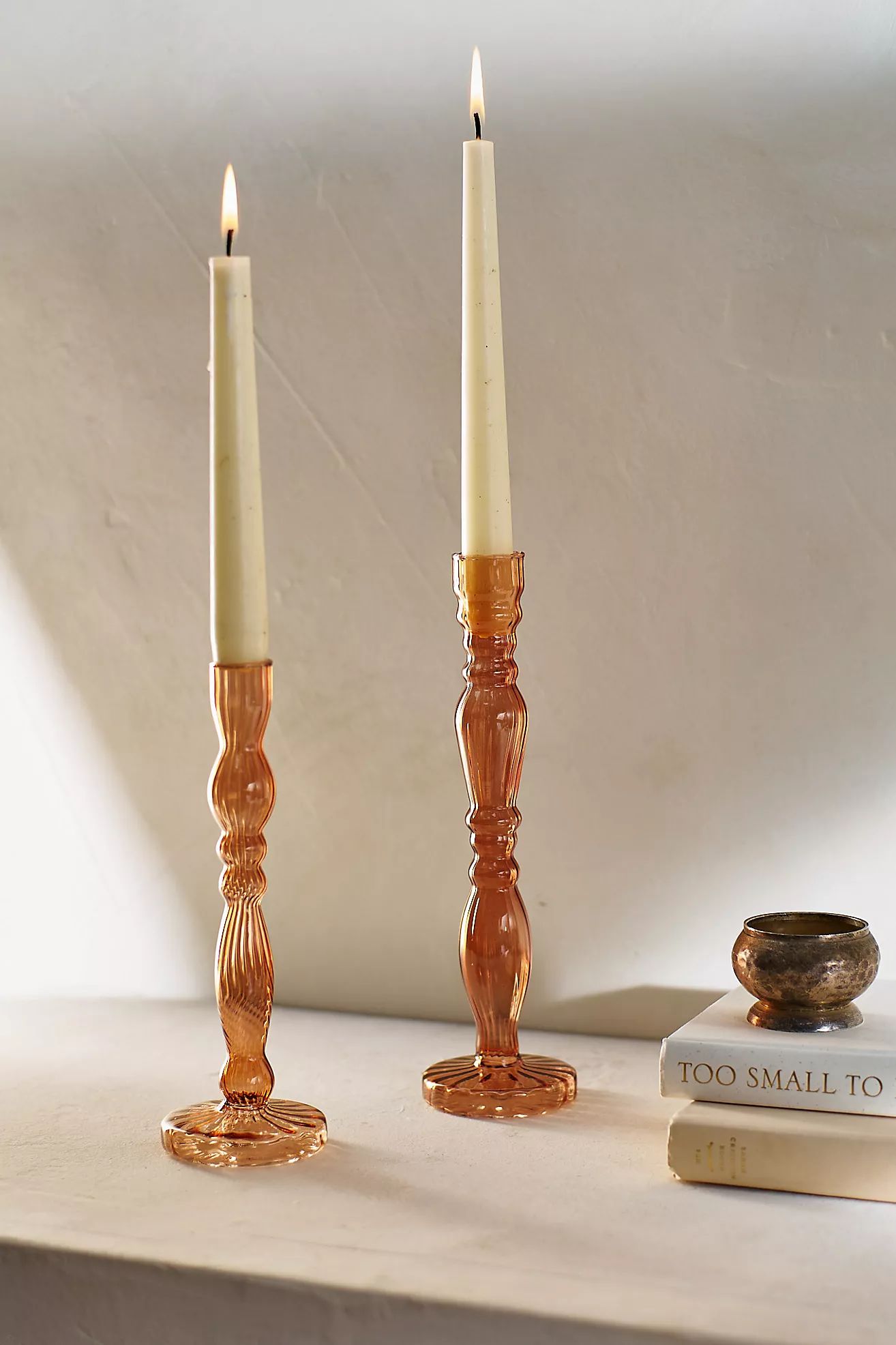 Ridged Glass Candlestick, Amber | Anthropologie (US)
