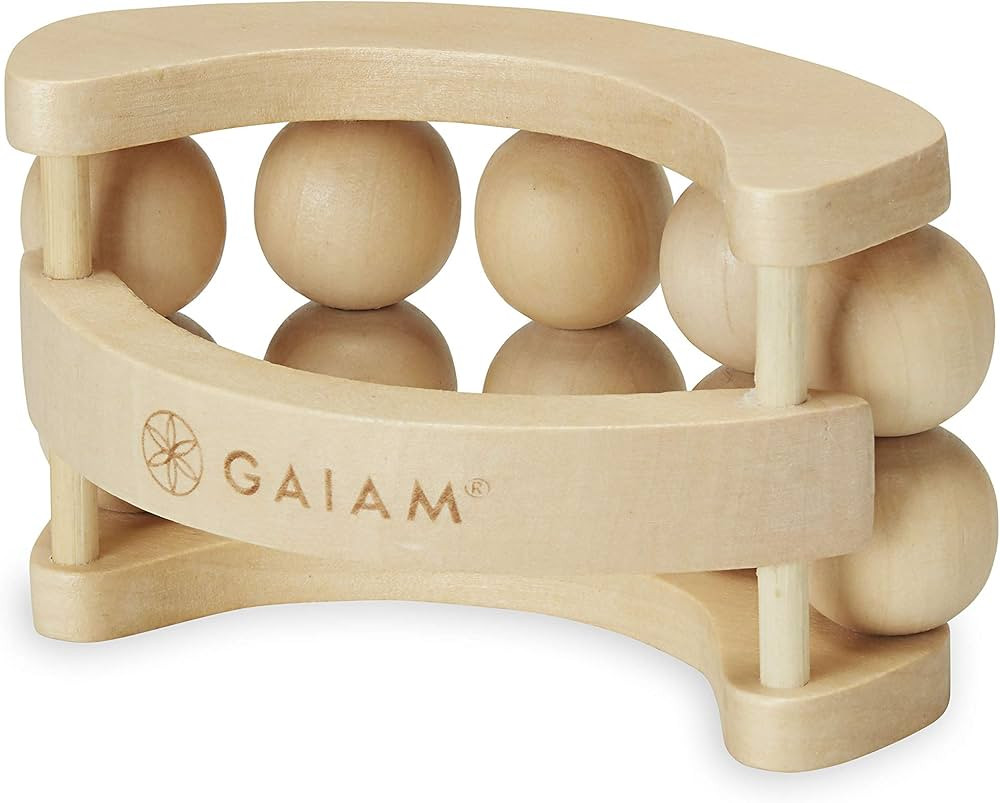 Gaiam Relax Massage Ball Roller - Handheld Wooden Total Body Massager for Back, Neck, Foot, Calf,... | Amazon (US)