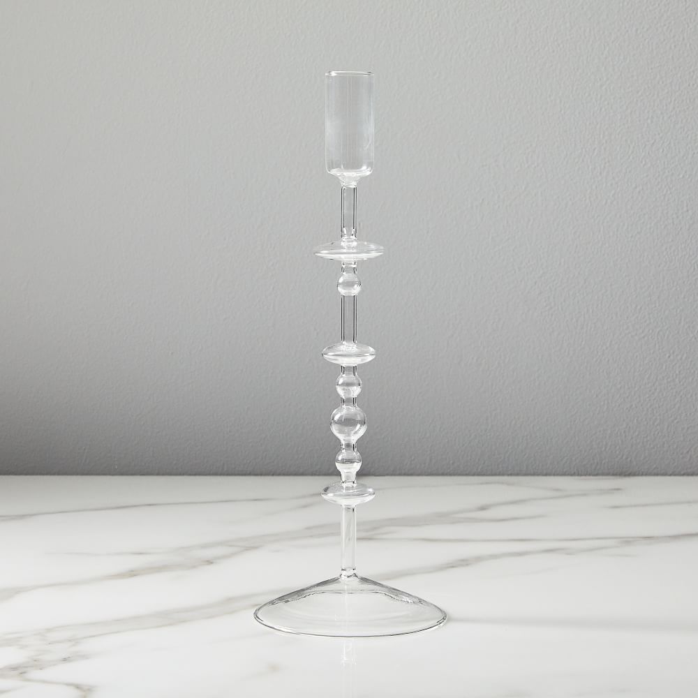 Paradiso Glass Taper Holder, Clear, Large, Set of 2 | West Elm (US)