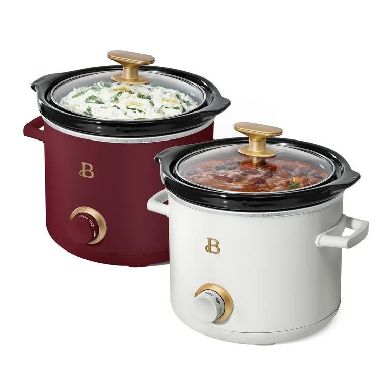 Beautiful 2 Qt Slow Cooker Set, 2-Pack, White Icing and Merlot by Drew Barrymore - Walmart.com | Walmart (US)
