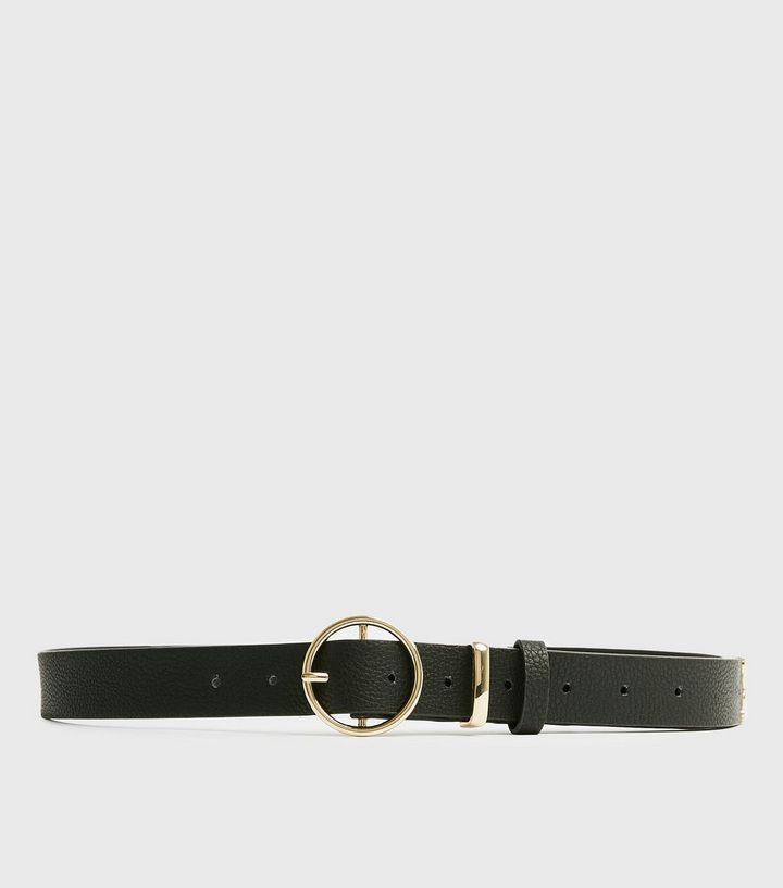 Black Leather-Look Circle Buckle Keeper Belt
						
						Add to Saved Items
						Remove from Sa... | New Look (UK)