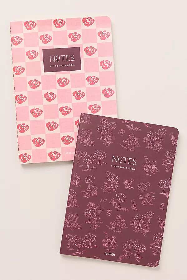 Toile & Roses Stitch Bound Notebooks, Set of 2 | Anthropologie (US)