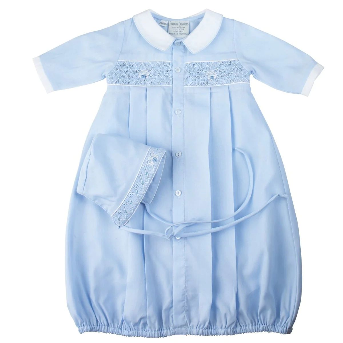 Teddy Smocked Take Me Home Gown with Hat | Grace and James Kids