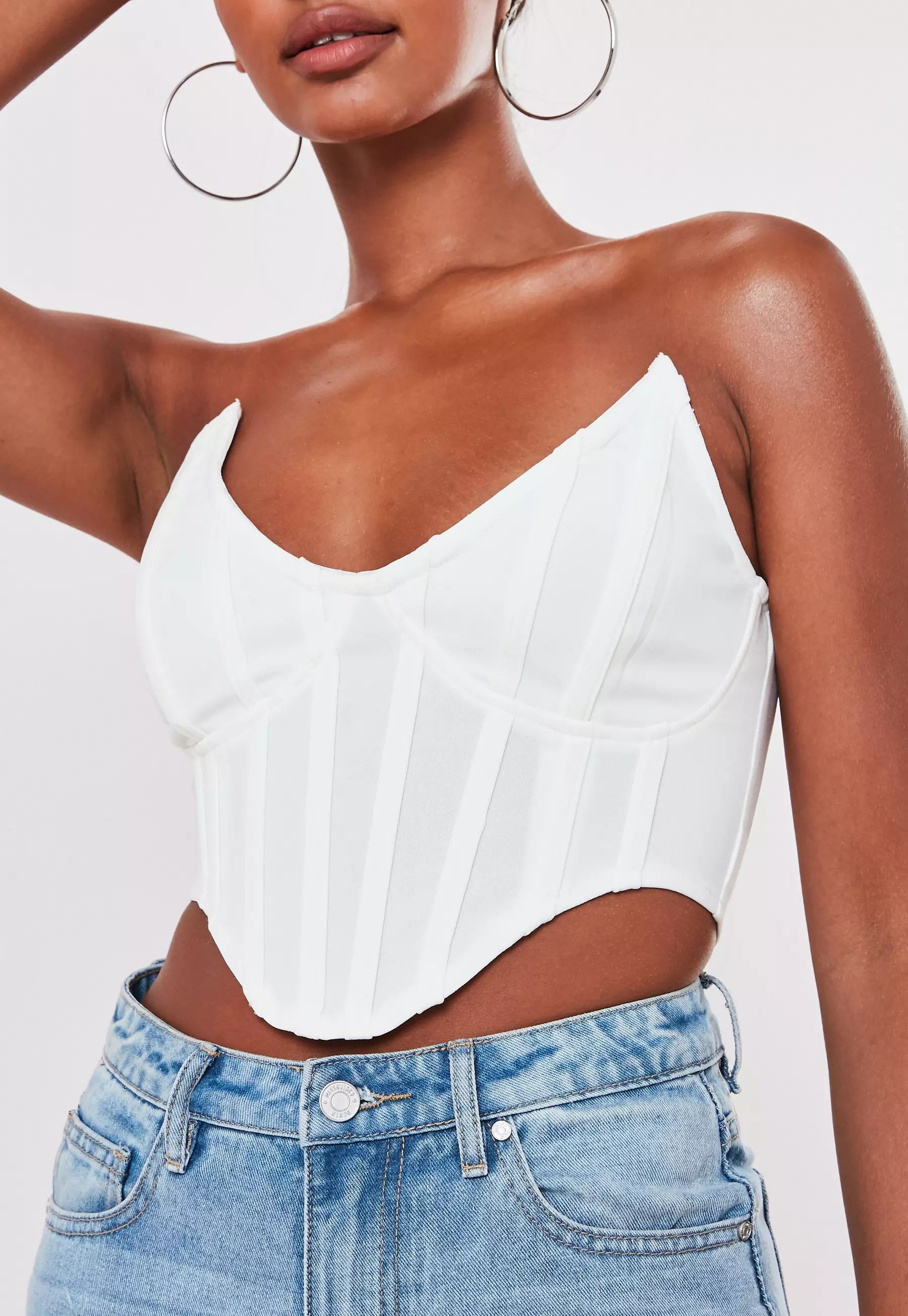 White High Bust Point Corset Bralette | Missguided (US & CA)